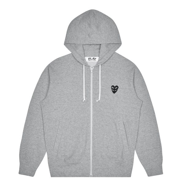 Double Eye Black Heart Hooded Grey Sweatshirt