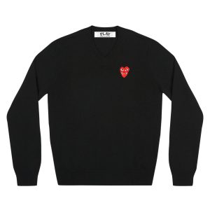Double Eye V Neck Black Sweater