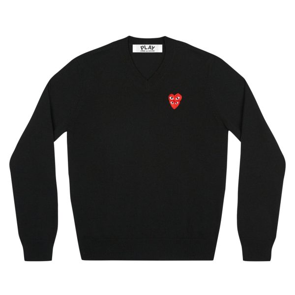 Double Eye V Neck Black Sweater