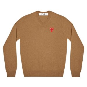 Double Eye V Neck Brown Sweater