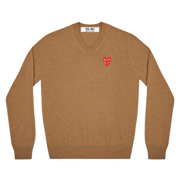 Double Eye V Neck Brown Sweater