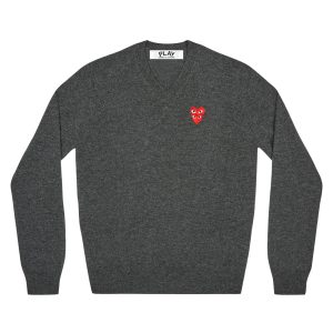 Double Eye V Neck Grey Sweater