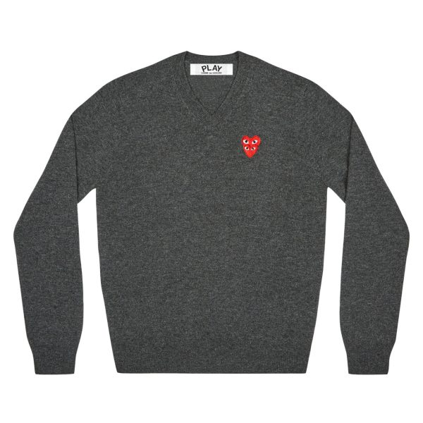 Double Eye V Neck Grey Sweater
