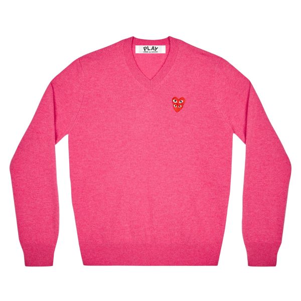 Double Eye V Neck Pink Sweater
