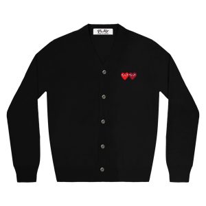Double Heart Men’s Black Cardigan