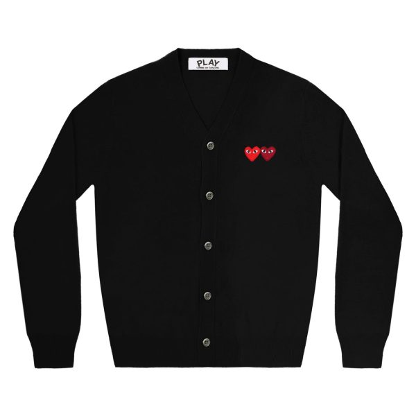 Double Heart Men’s Black Cardigan