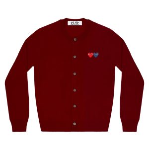 Double Heart Women’s Burgundy Cardigan