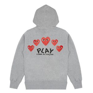 Hooded Grey Sweatshirt with 5 Hearts
