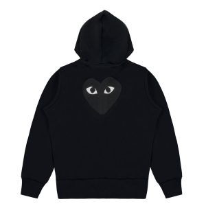 Hooded Black Sweatshirt with Big Hearts