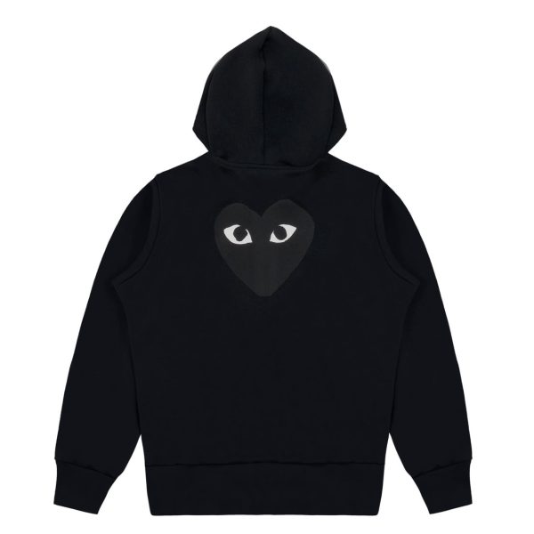 Hooded Black Sweatshirt with Big Hearts