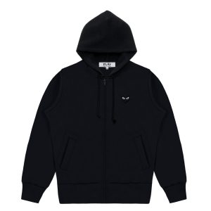 Hooded Black Sweatshirt with Big Hearts