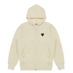 Hooded lvory Sweatshirt with Big Hearts