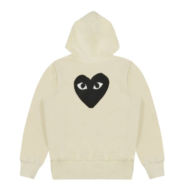 Hooded lvory Sweatshirt with Big Hearts