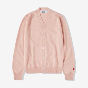 Men’s Lambswool V Neck Pink Cardigan