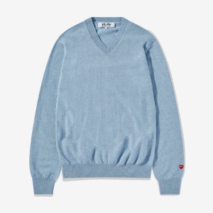 Men’s Lambswool V Neck Blue Sweater