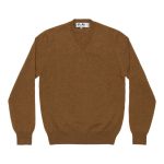 Men’s Lambswool V Neck Brown Sweater