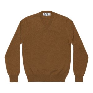 Men’s Lambswool V Neck Brown Sweater