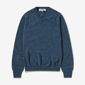 Men’s Lambswool V Neck Navy Sweater