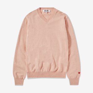 Men’s Lambswool V Neck Pink Sweater