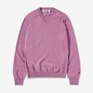 Men’s Lambswool V Neck Purple Sweater
