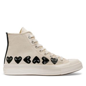 Multi Black Heart Chuck Taylor All Star '70 High Beige Sneakers