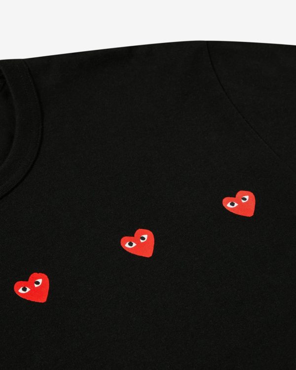 Multi Red Heart Black T-Shirt