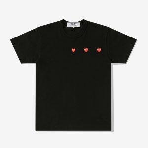 Multi Red Heart Black T-Shirt