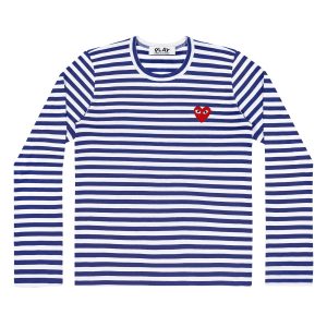 PLAY Long Sleeve Stripe Red Emblem Blue