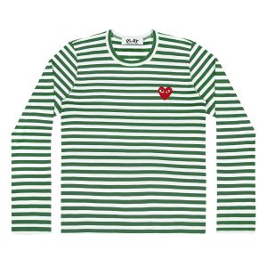 PLAY Long Sleeve Stripe Red Emblem Green