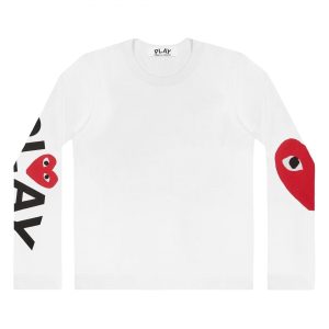 PLAY White Long Sleeve Printed Logos