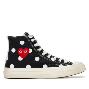 Polka Dot Red Heart Chuck Taylor All Star ’70 High Black Sneakers
