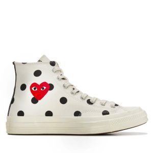 Polka Dot Red Heart Chuck Taylor All Star ’70 High White Sneakers