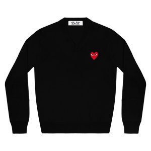 Red V Neck Black Sweater