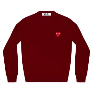 Red V Neck Burgundy Sweater