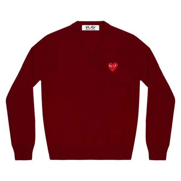 Red V Neck Burgundy Sweater