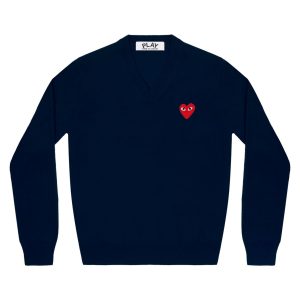 Red V Neck Navy Sweater