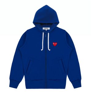 Single Heart Zip Navy Hoodie