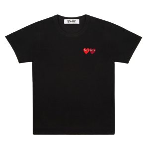 Black T-Shirt with Double Heart