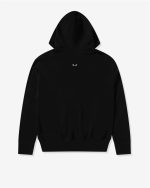Unisex Reverse Black Heart Zip Hooded Black Sweatshirt