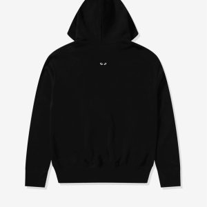 Unisex Reverse Black Heart Zip Hooded Black Sweatshirt