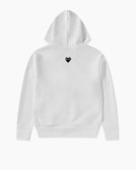 Unisex Reverse Black Heart Zip Hooded White Sweatshirt