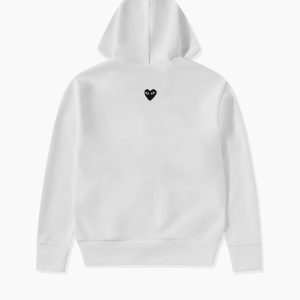 Unisex Reverse Black Heart Zip Hooded White Sweatshirt