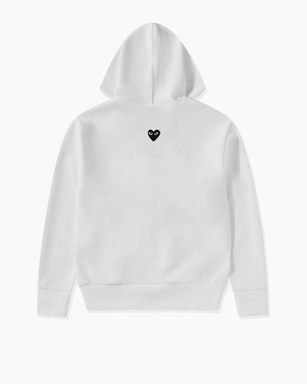 Unisex Reverse Black Heart Zip Hooded White Sweatshirt