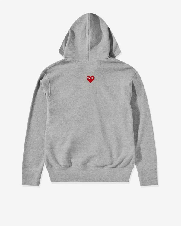 Unisex Reverse Red Heart Zip Hooded Grey Sweatshirt