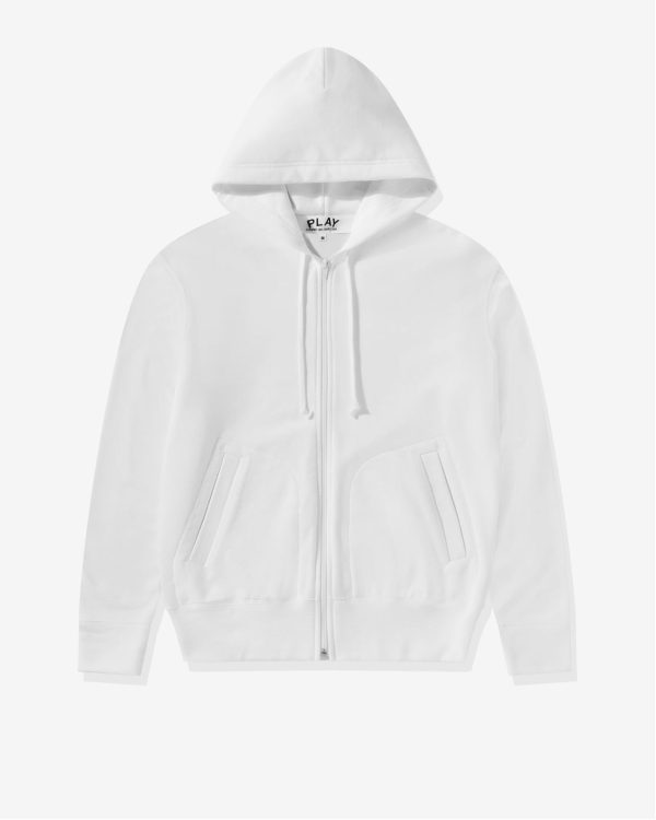 Unisex Reverse Red Heart Zip Hooded White Sweatshirt