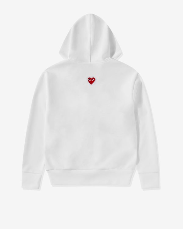Unisex Reverse Red Heart Zip Hooded White Sweatshirt